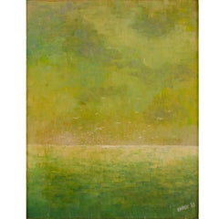 Abstract seascape oil on board painting, mid 20th C.