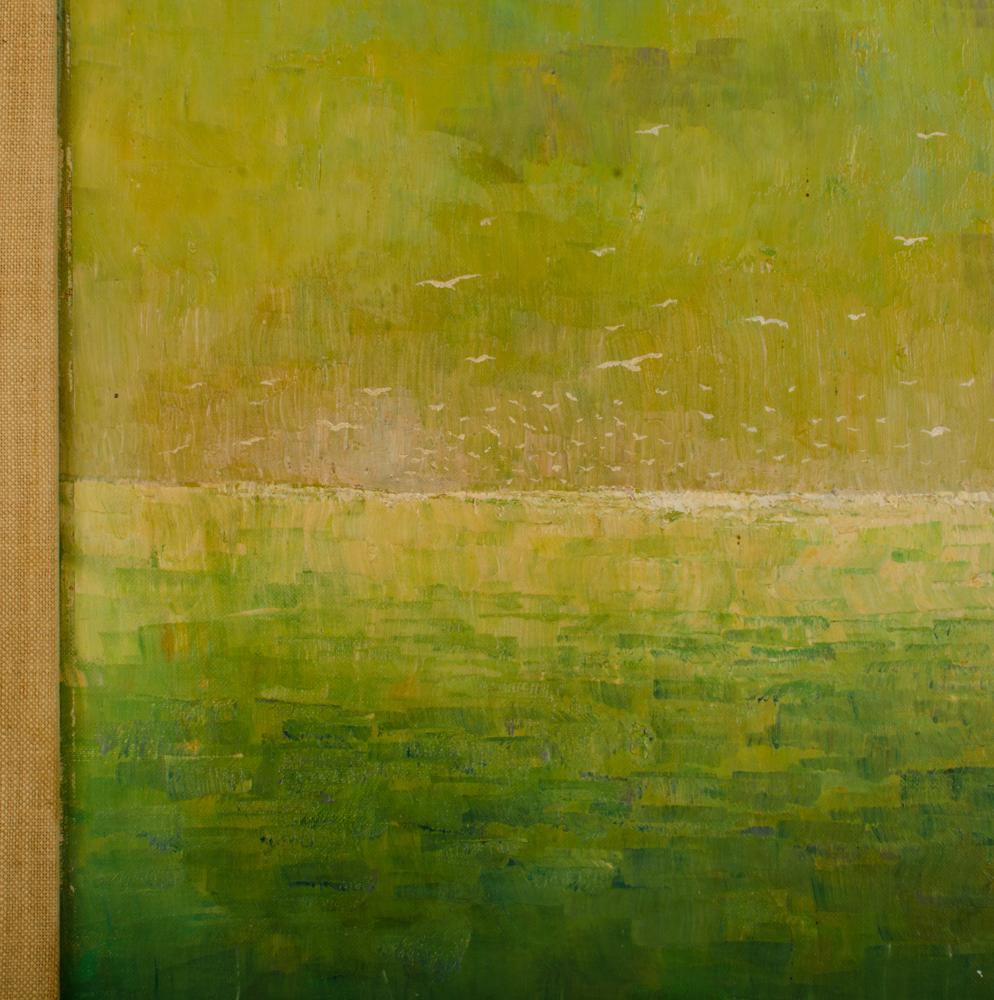 Mid-20th Century Abstract seascape oil on board painting, mid 20th C. For Sale