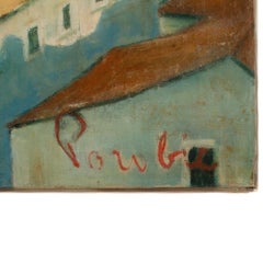 Painting of a Croatian Seascape & Town by Branko Porobic (Yugoslavian 1909-2004)