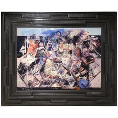 XXe French Large Painting with Frame