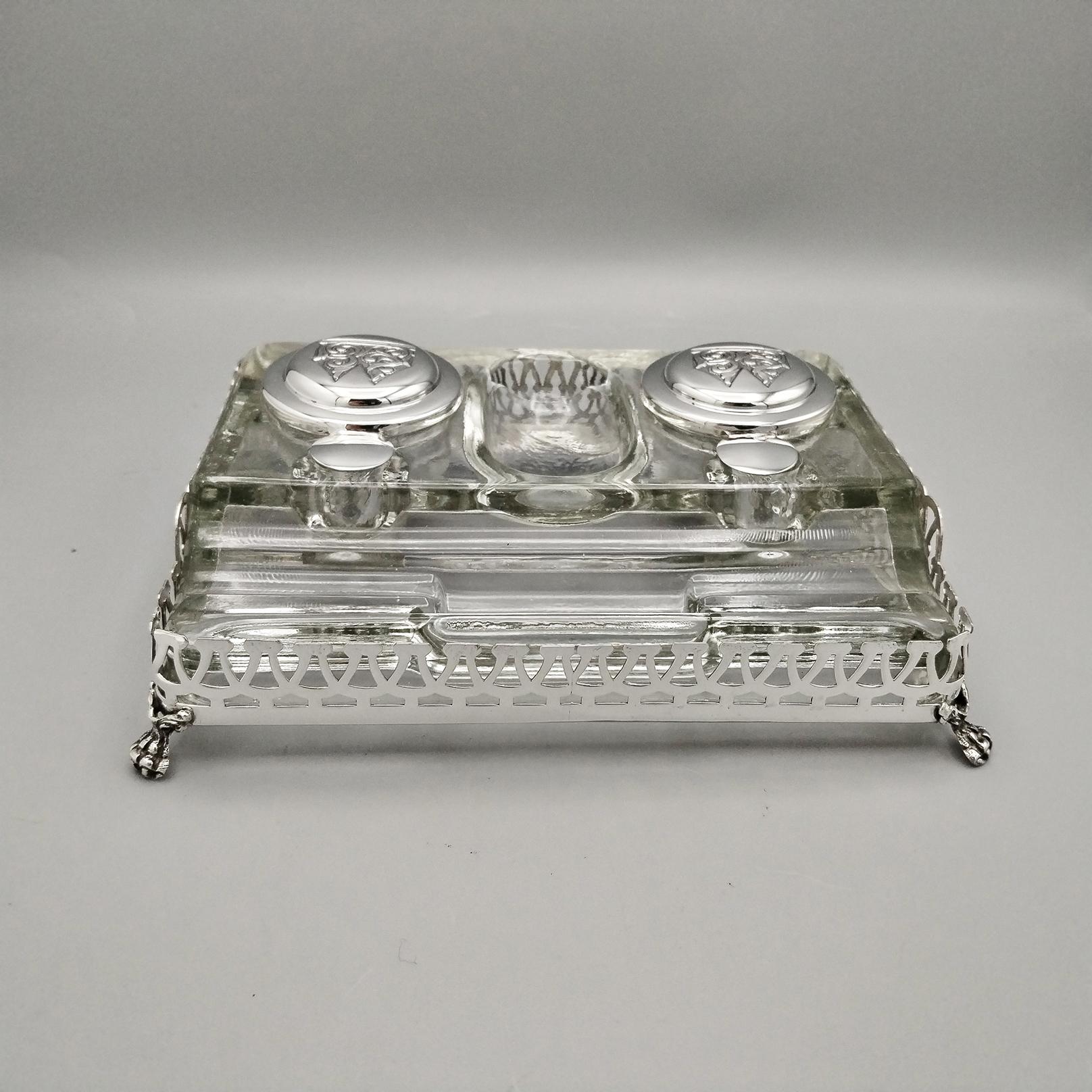 XXI Century English Sterling Silver and glass inkwell in vendita 5