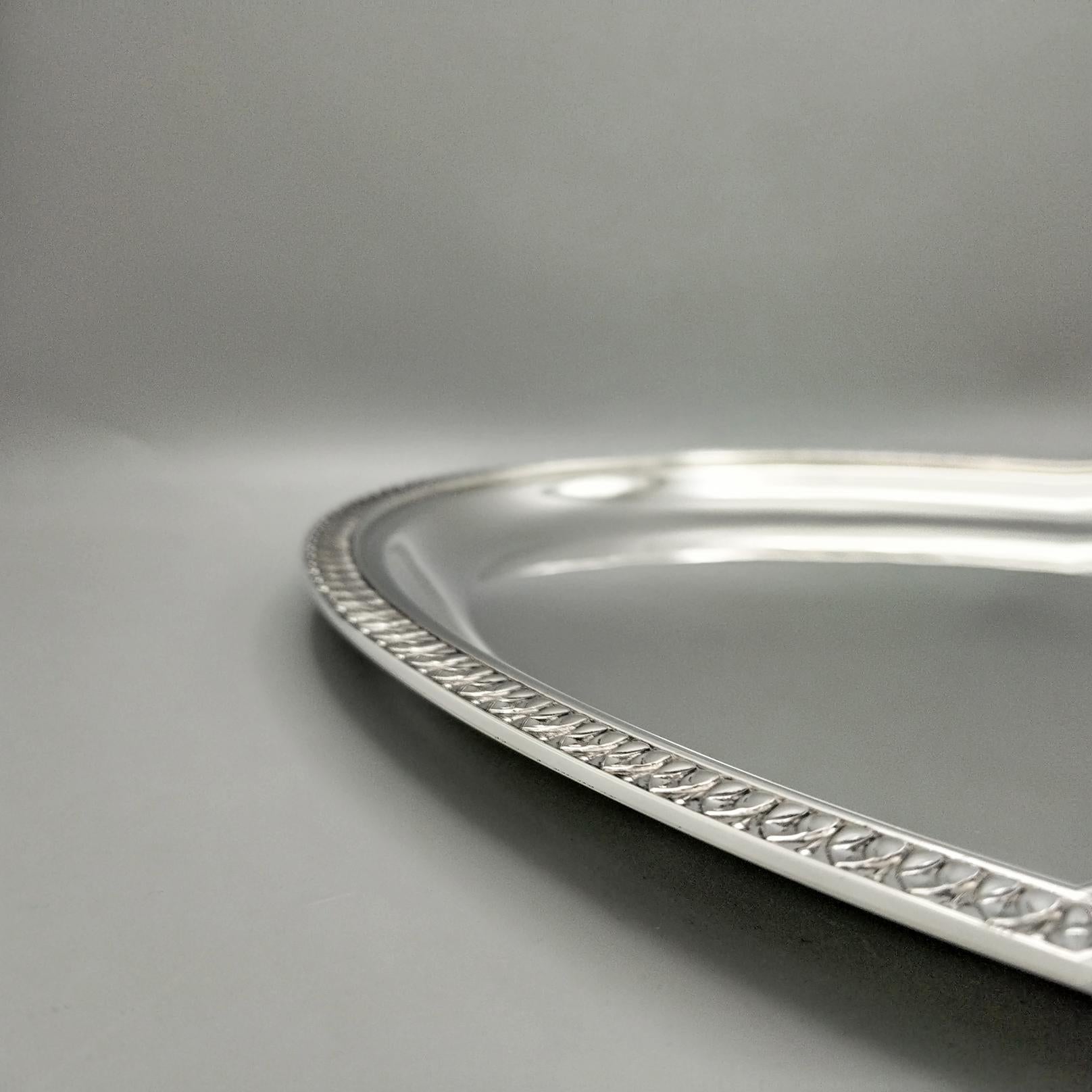 Bandeja ovalada en plata de ley Gianmaria Buccellati Siglo XXI Estilo Imperio Italian en venta