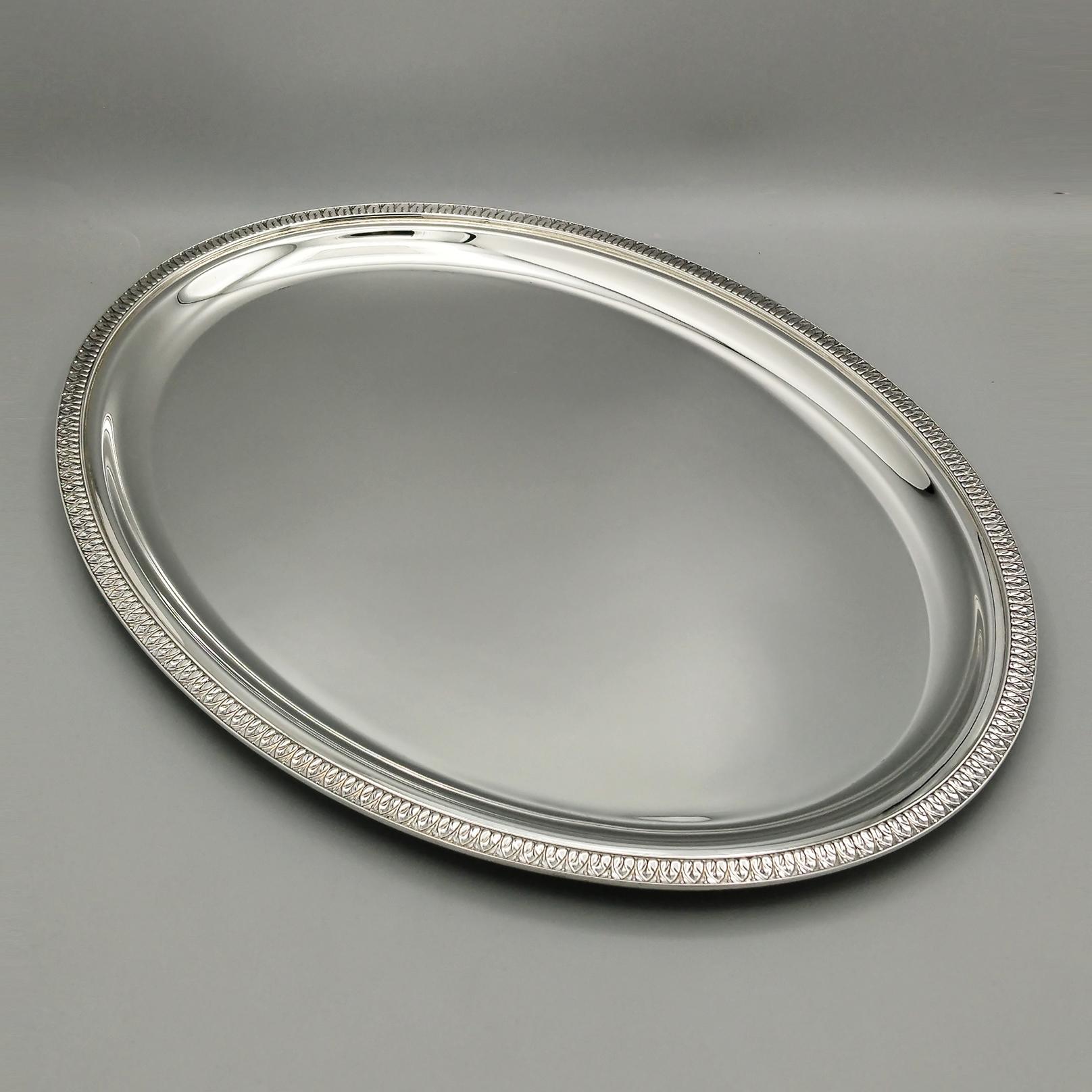 Bandeja ovalada en plata de ley Gianmaria Buccellati Siglo XXI Estilo Imperio Contemporáneo en venta