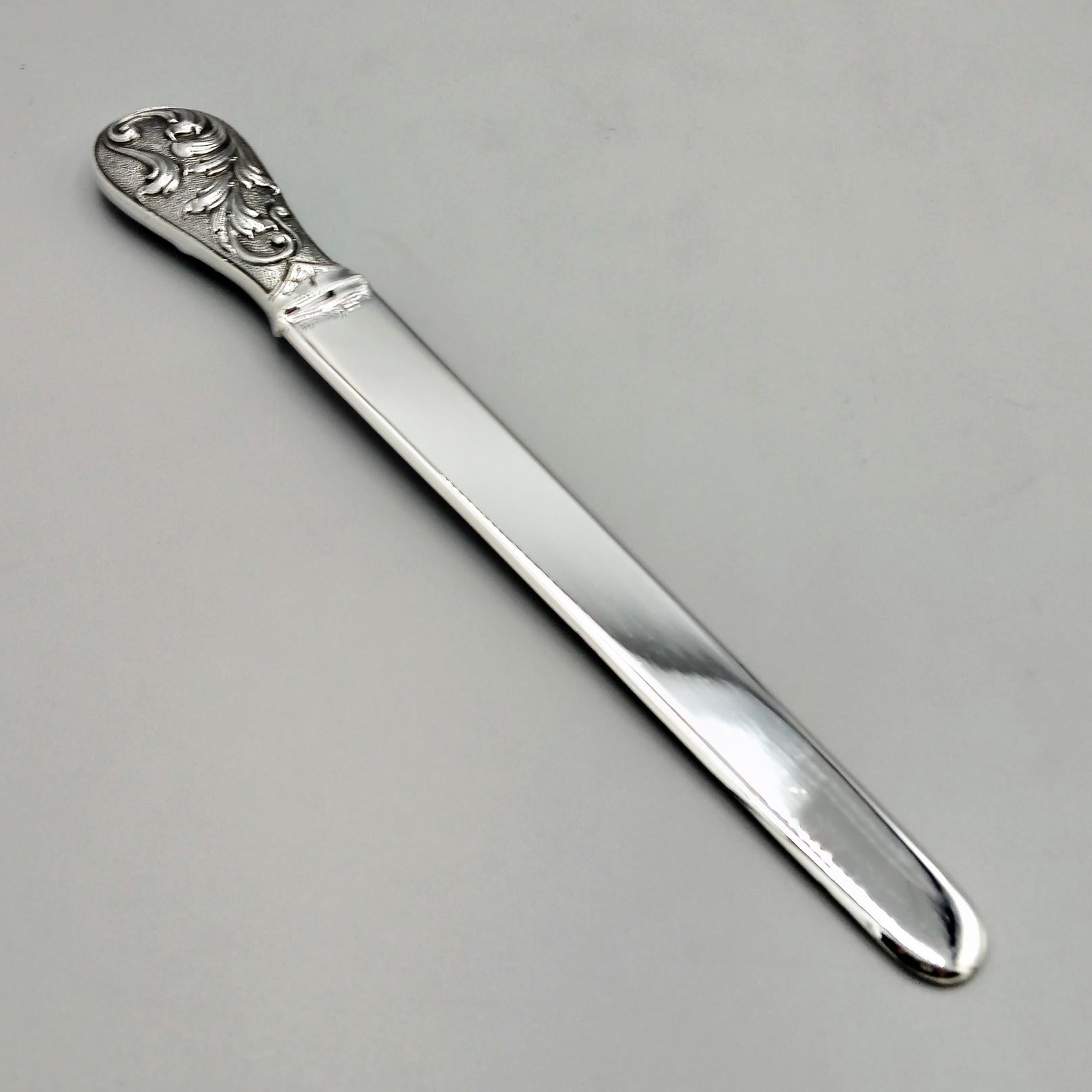 Fait main Ouvre-lettres en argent sterling de style baroque italien du XXIe siècle en vente