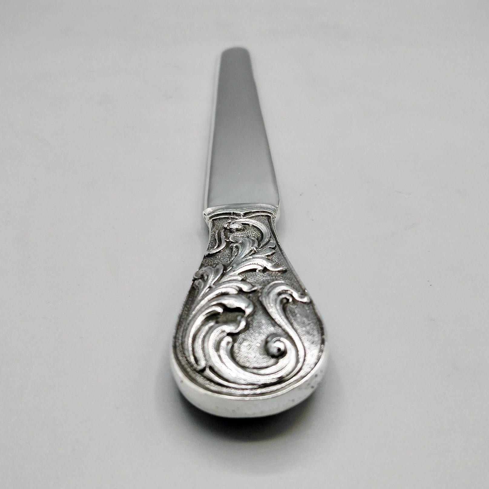 Contemporain Ouvre-lettres en argent sterling de style baroque italien du XXIe siècle en vente