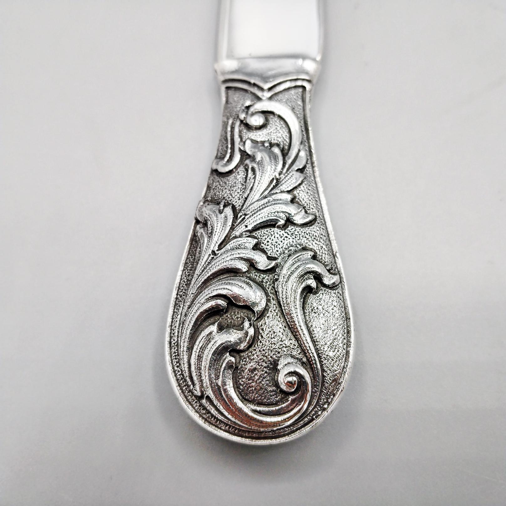 Argent sterling Ouvre-lettres en argent sterling de style baroque italien du XXIe siècle en vente