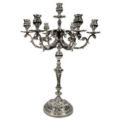 Siglo XXI Candelabro italiano de plata maciza 800 estilo barroco de 7 luces