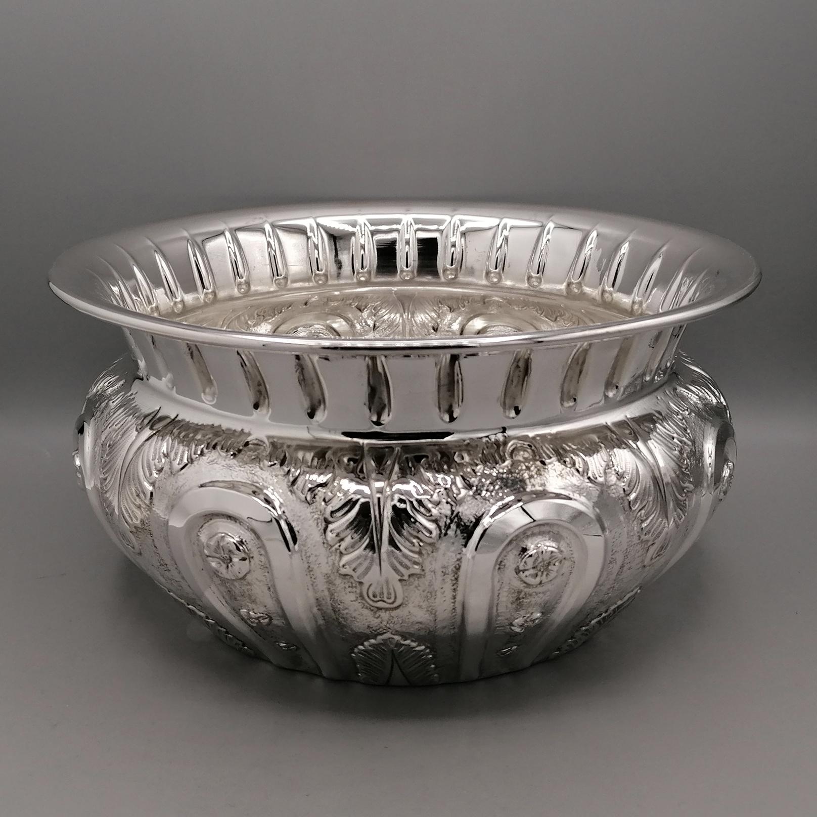 XXI Century Italian Solid 800 Silver Centerpiece Cachepot Empire Style For Sale 10