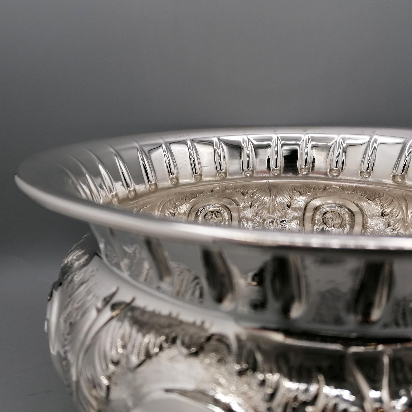 Contemporary XXI Century Italian Solid 800 Silver Centerpiece Cachepot Empire Style For Sale