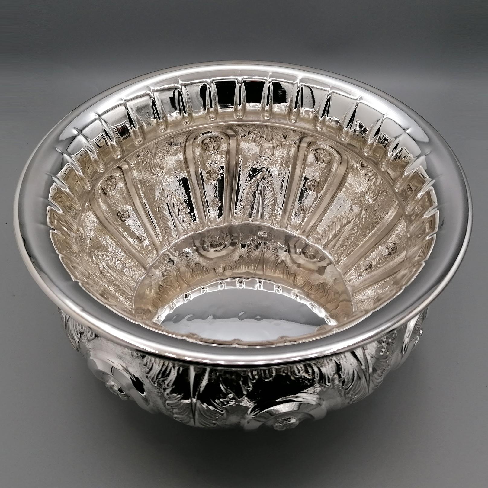 XXI Century Italian Solid 800 Silver Centerpiece Cachepot Empire Style For Sale 1