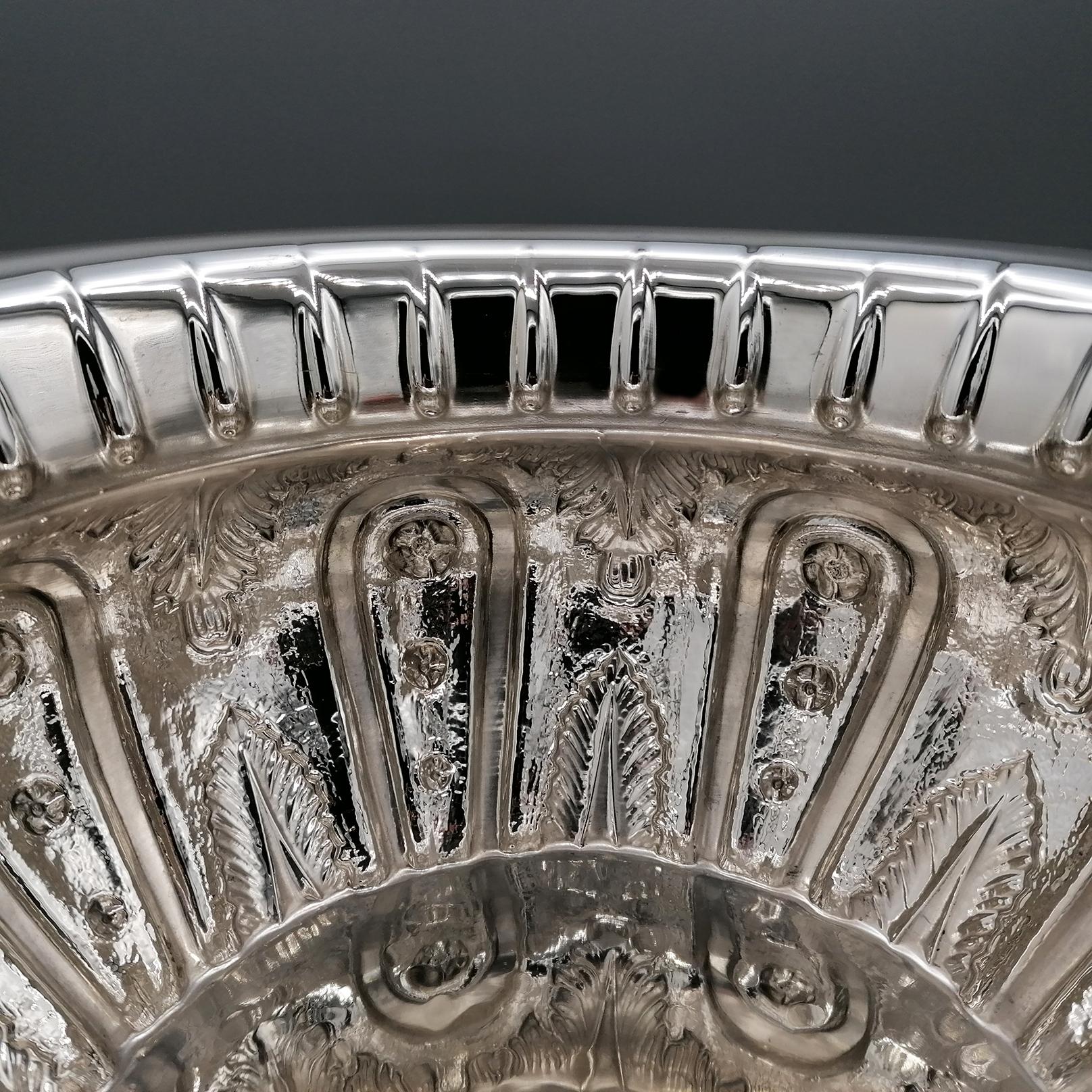 XXI Century Italian Solid 800 Silver Centerpiece Cachepot Empire Style in vendita 1