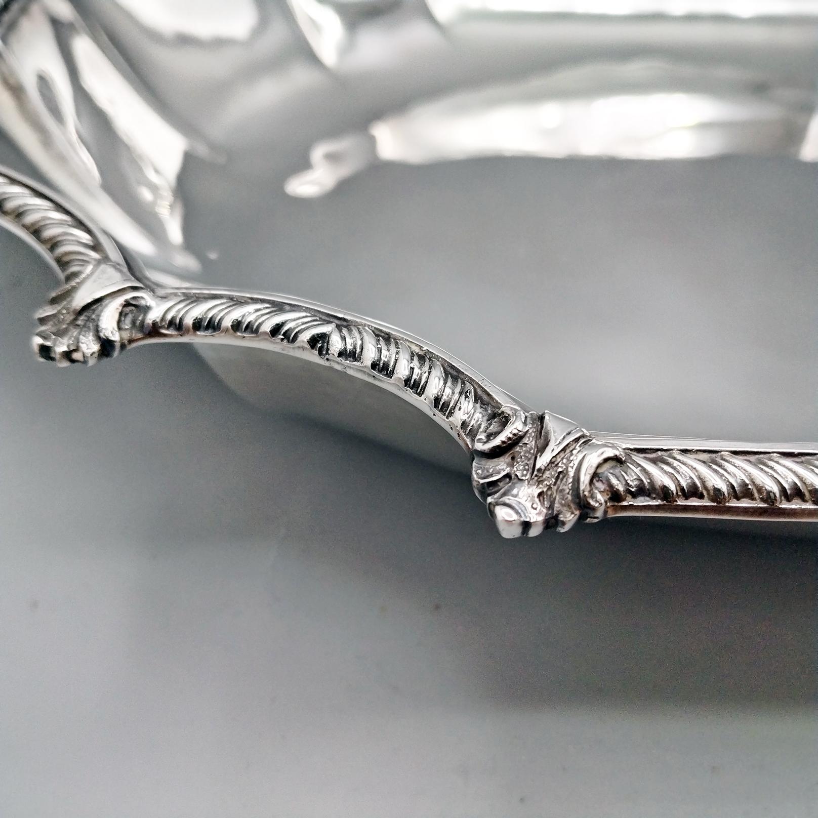 Baroque XXI Century Italian Solid 800 Silver Centerpiece Queen Ann Style For Sale