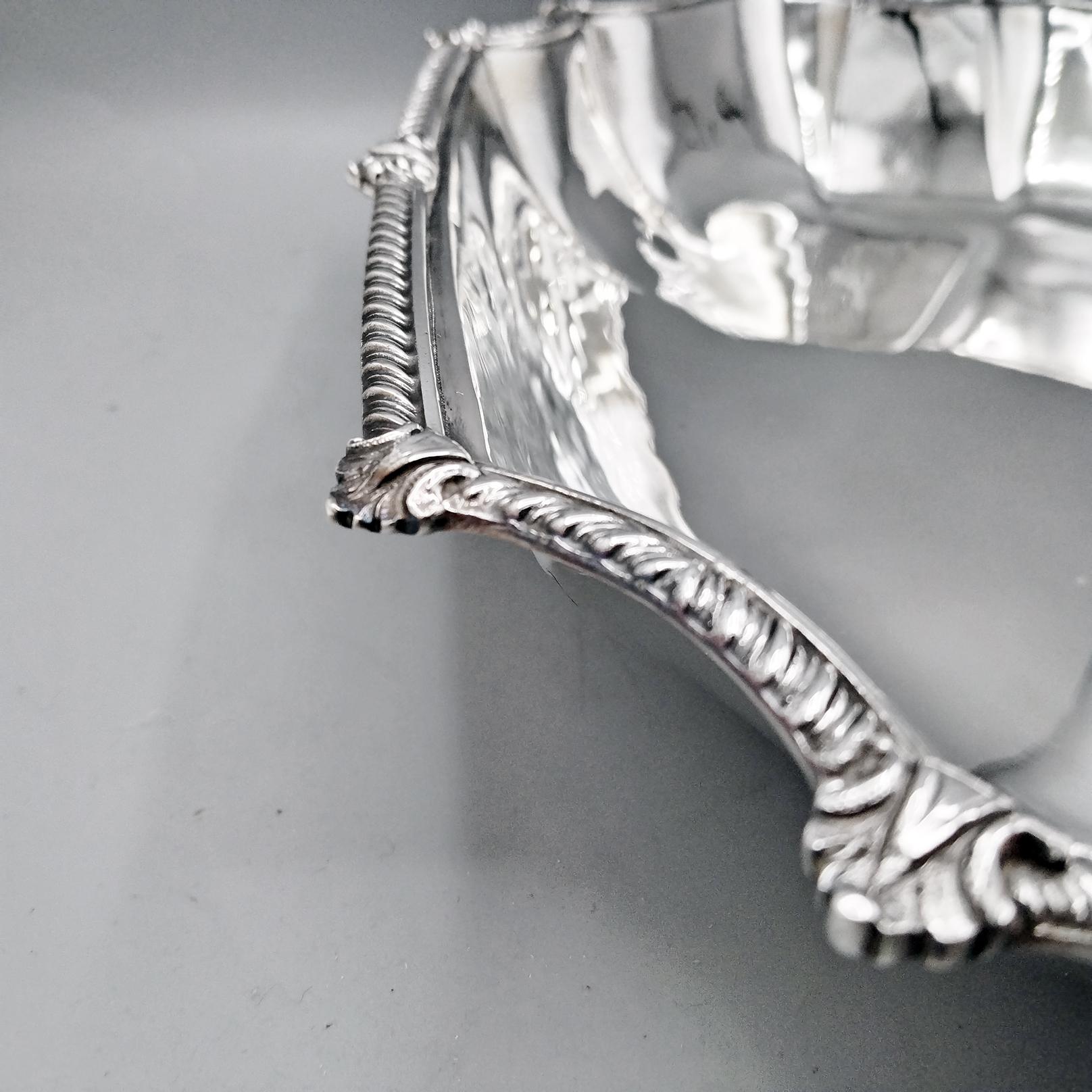 Forged XXI Century Italian Solid 800 Silver Centerpiece Queen Ann Style For Sale