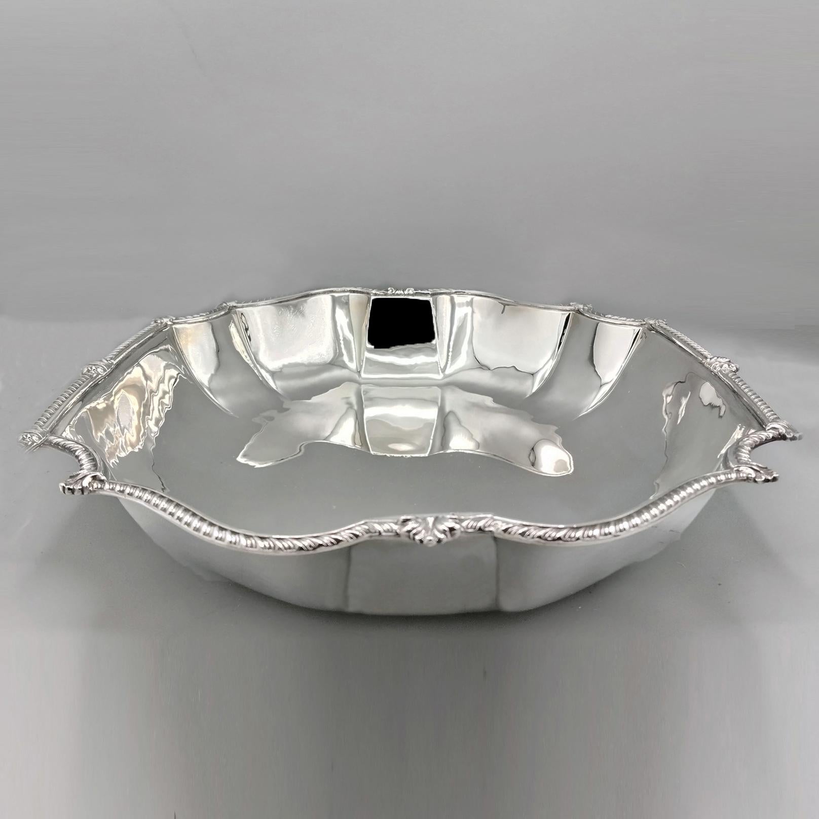 XXI Century Italian Solid 800 Silver Centerpiece Queen Ann Style For Sale 1