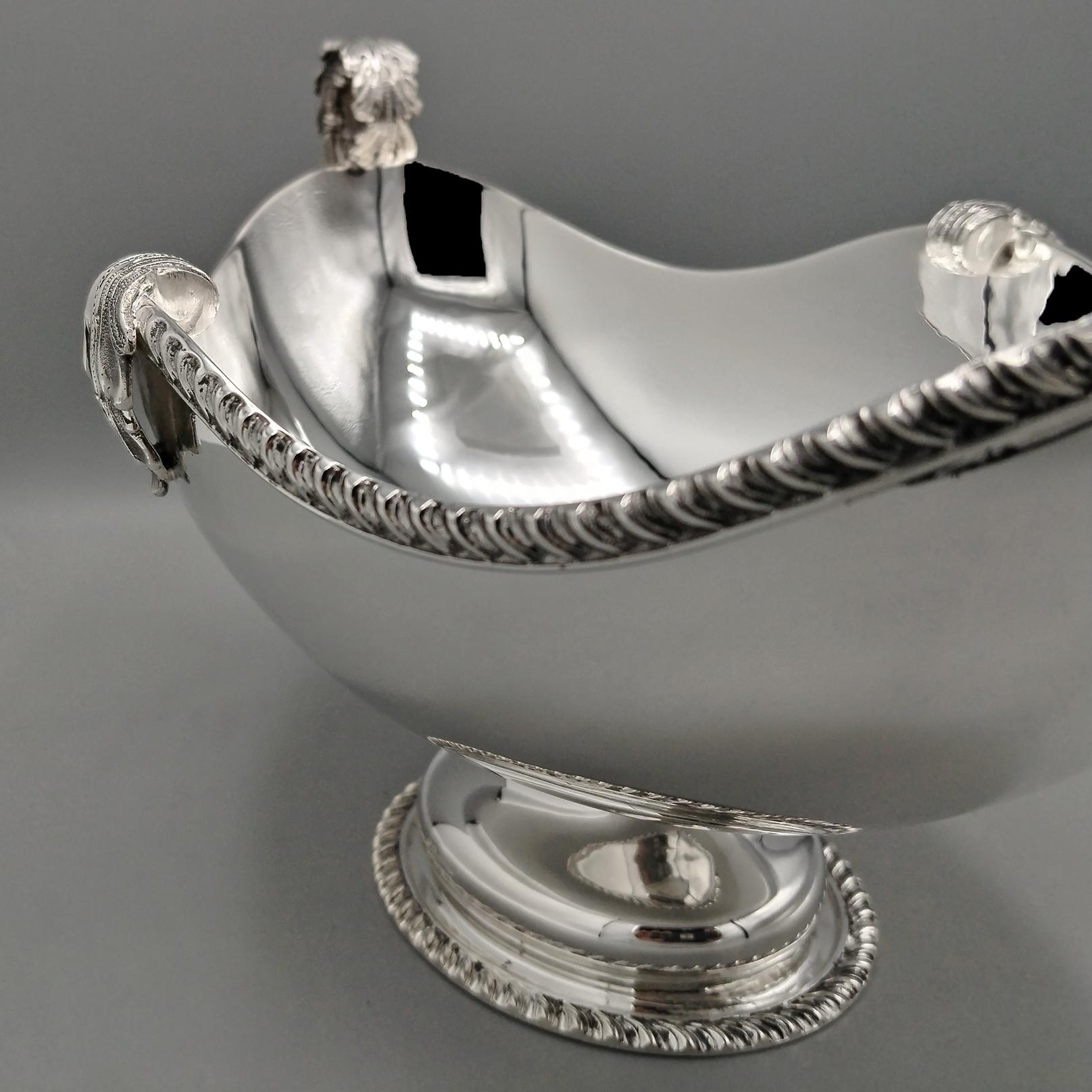 XXI Century Italian solid 800 silver Jatte Queen Ann style in vendita 5