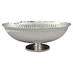 XXI Century Italian Solid 800 Silver Oval Bowl on foot