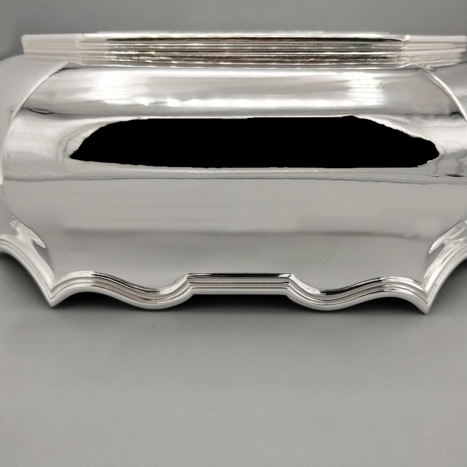 XXI Century Italian Solid 800 Silver Square-octagonal Centerpiece For Sale 5