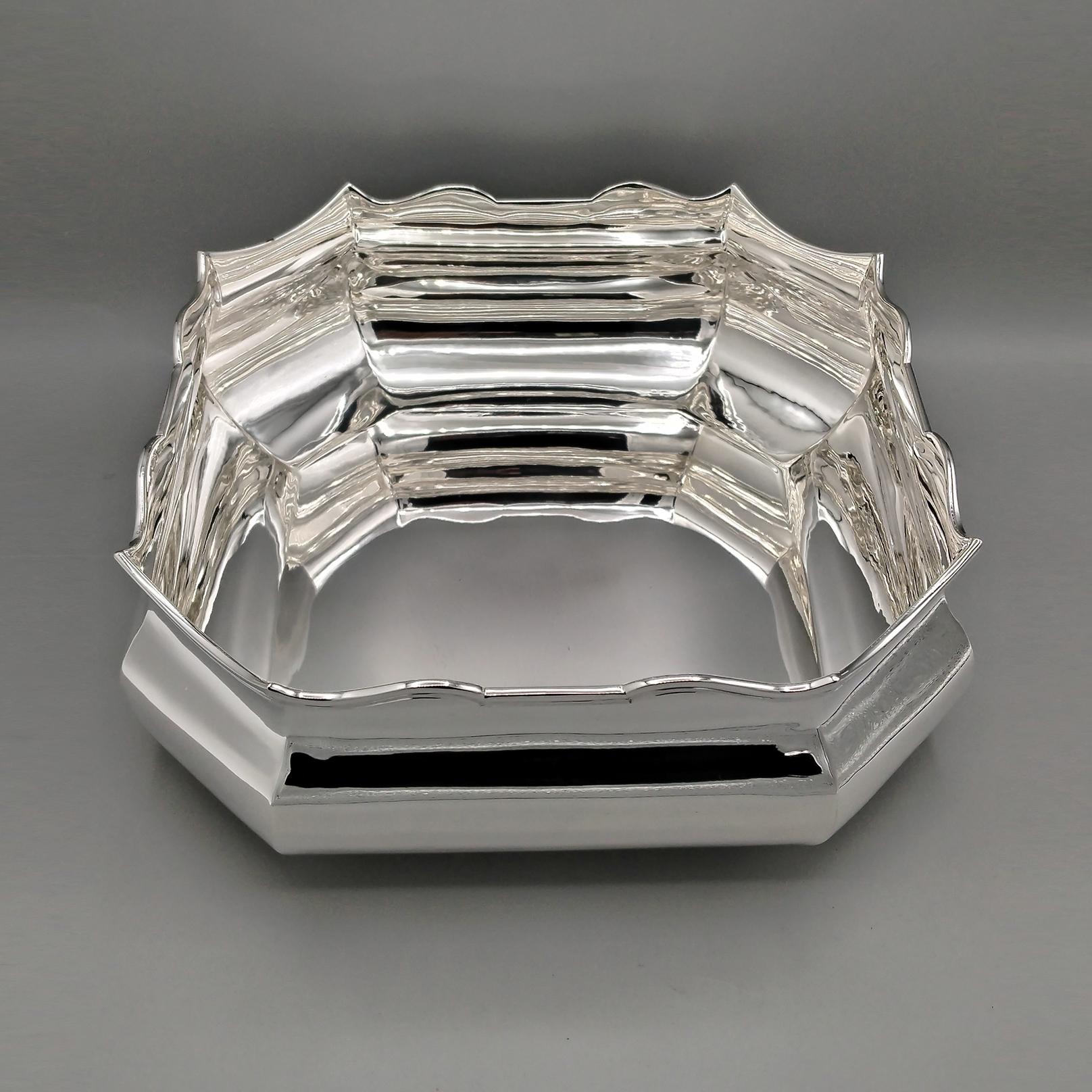 Other XXI Century Italian Solid 800 Silver Square-octagonal Centerpiece For Sale
