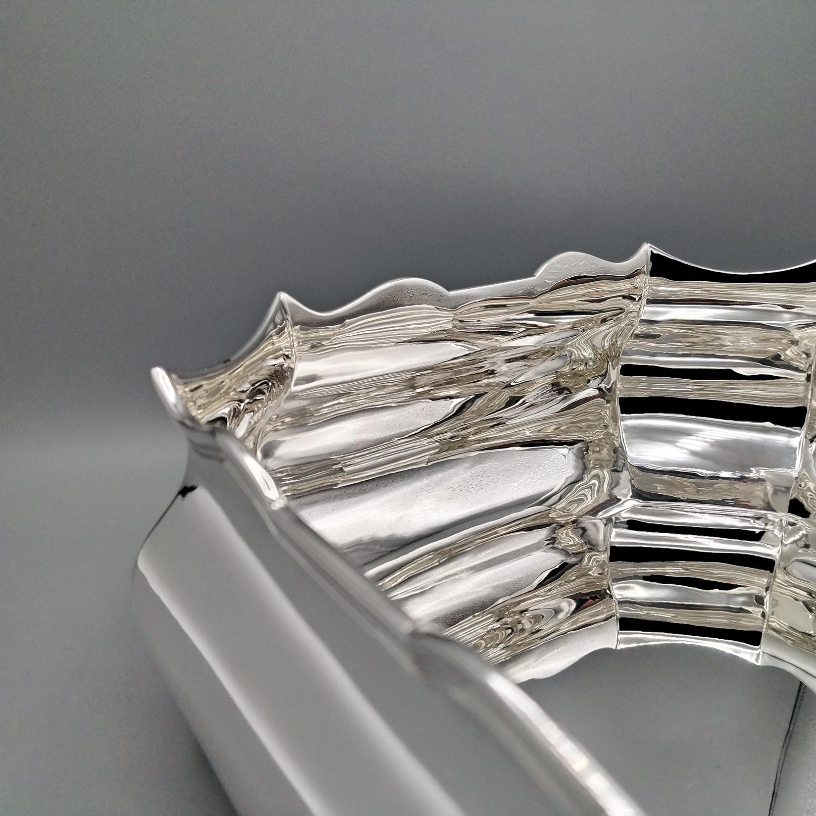 XXI Century Italian Solid 800 Silver Square-octagonal Centerpiece For Sale 2