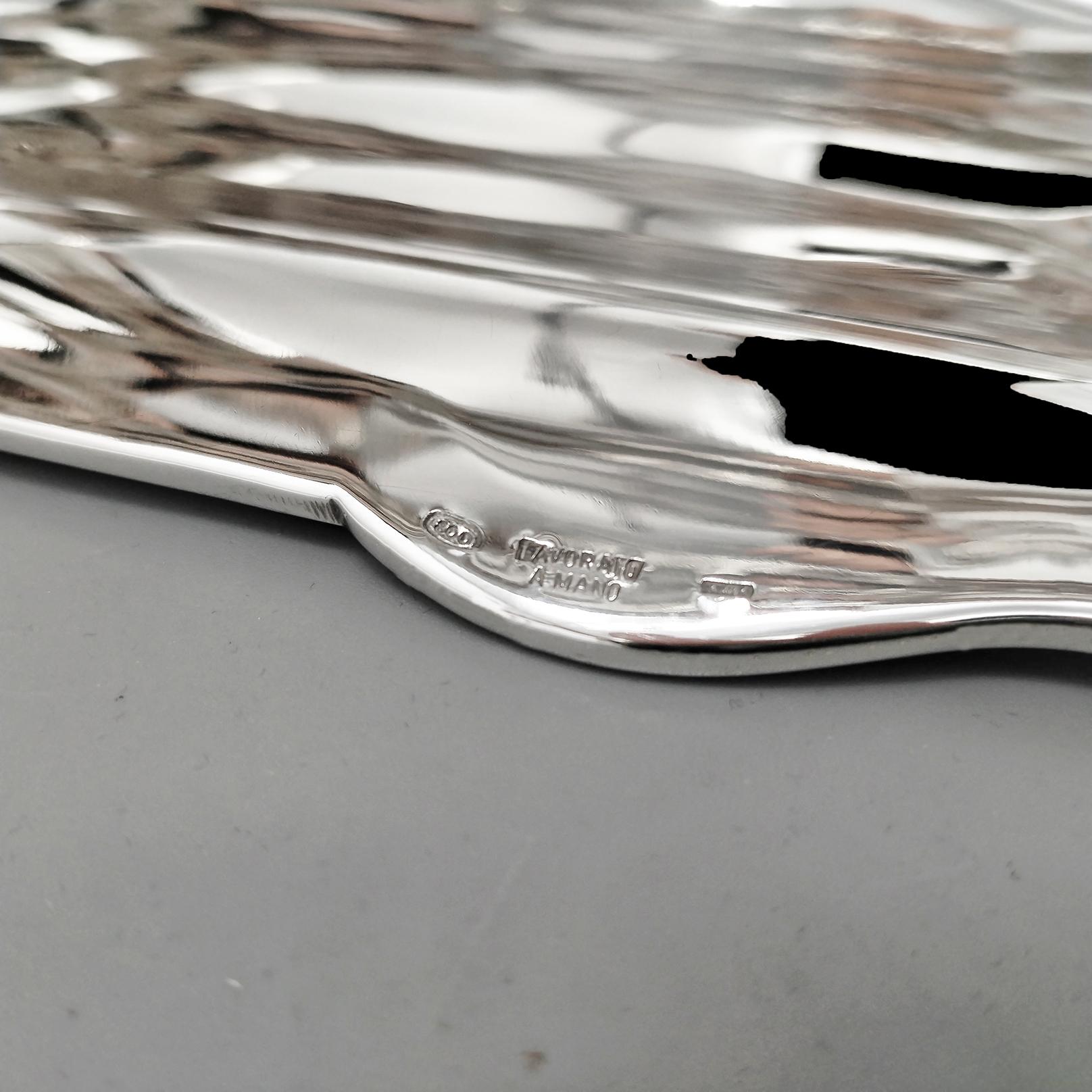 XXI Century Italian Solid 800 Silver Square-octagonal Centerpiece For Sale 3