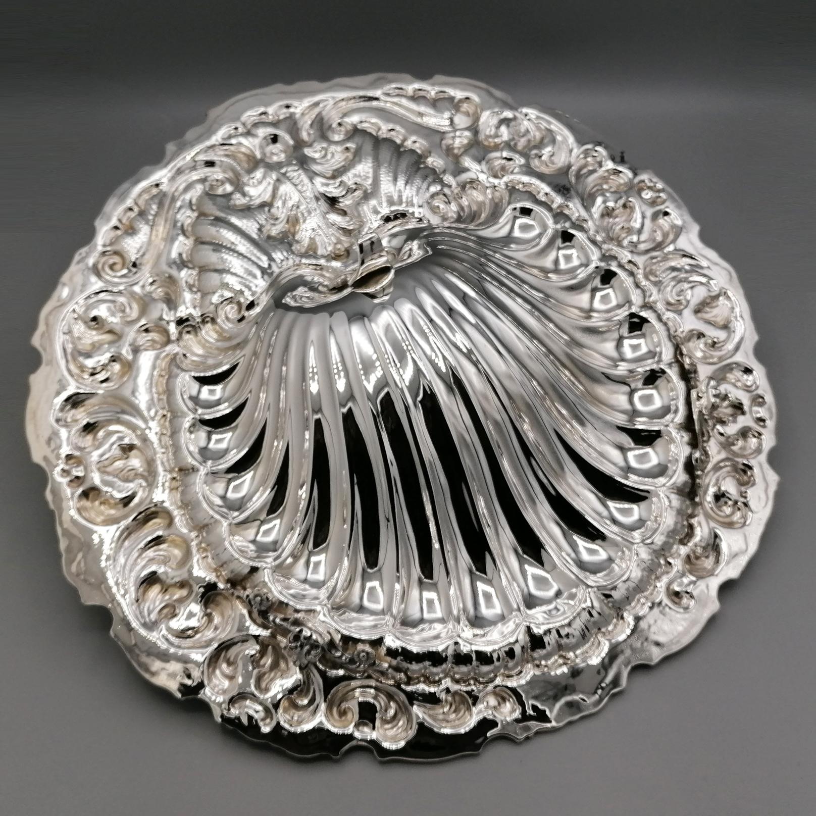 XXI Century Italian Solid Silver 800 Shell Centerpiece with Angel For Sale 7