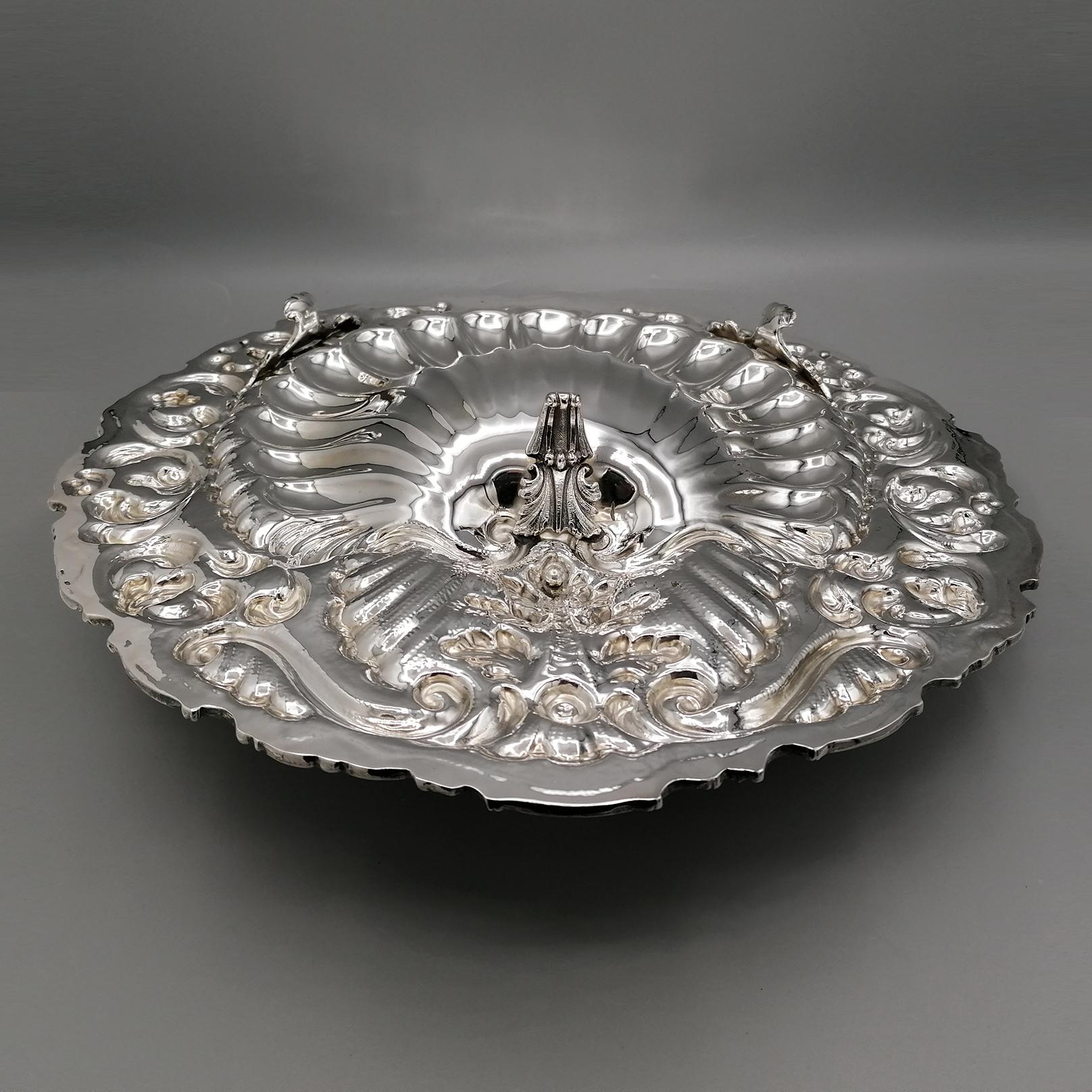 XXI Century Italian Solid Silver 800 Shell Centerpiece with Angel For Sale 10