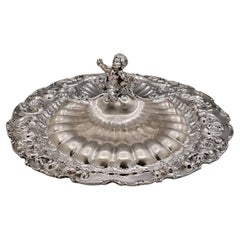 XXI Century Italian Solid Silver 800 Shell Centerpiece with Angel
