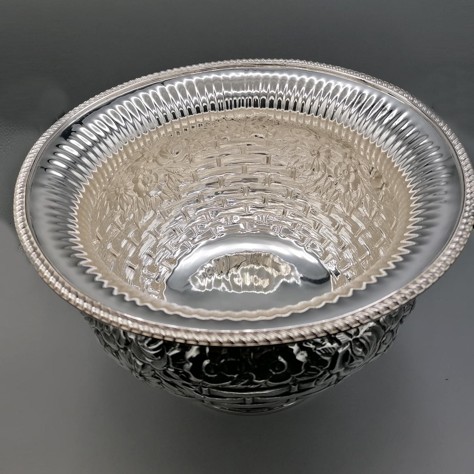 19th Century Italian Solid Silver Basket For Sale 4