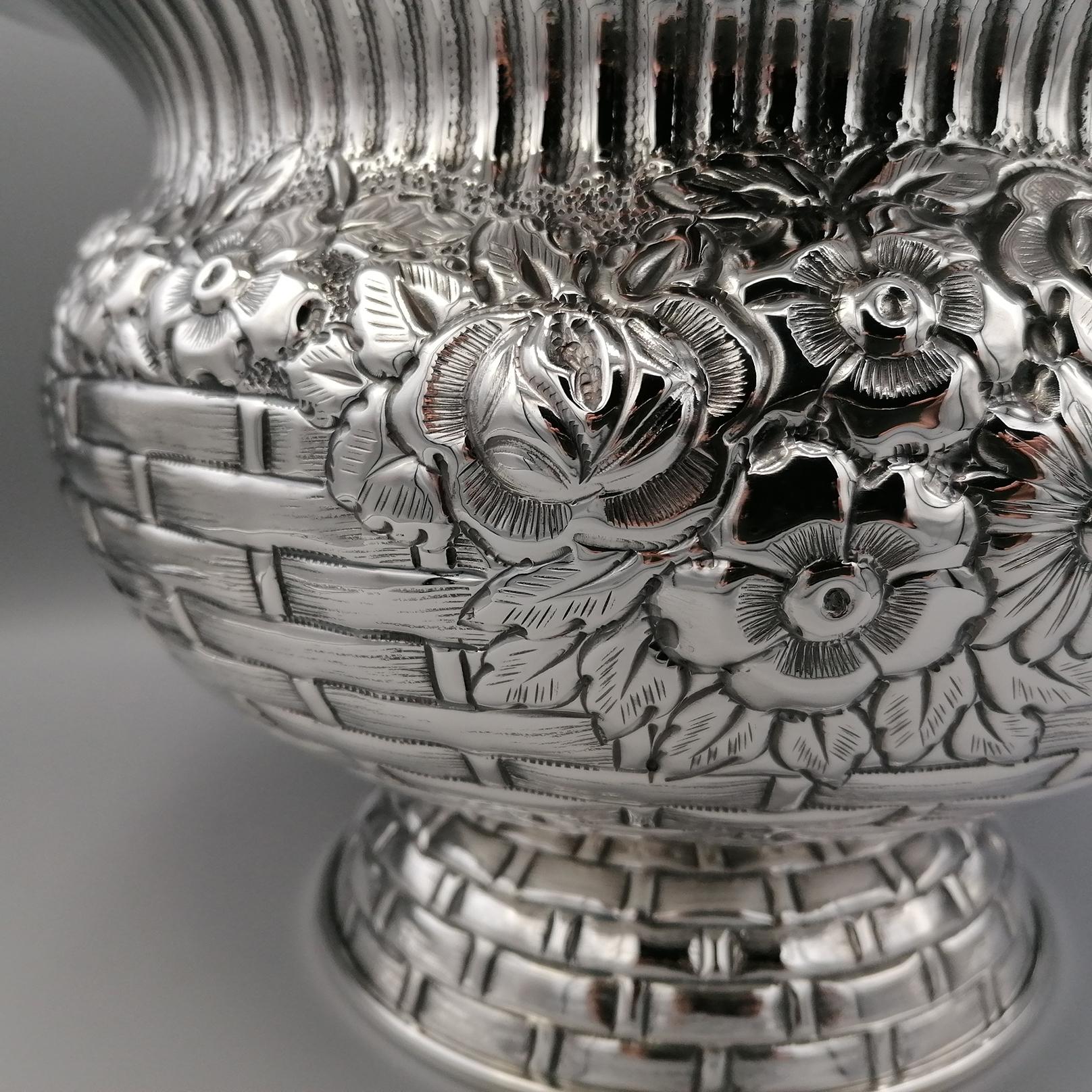 19th Century Italian Solid Silver Basket In New Condition For Sale In VALENZA, IT