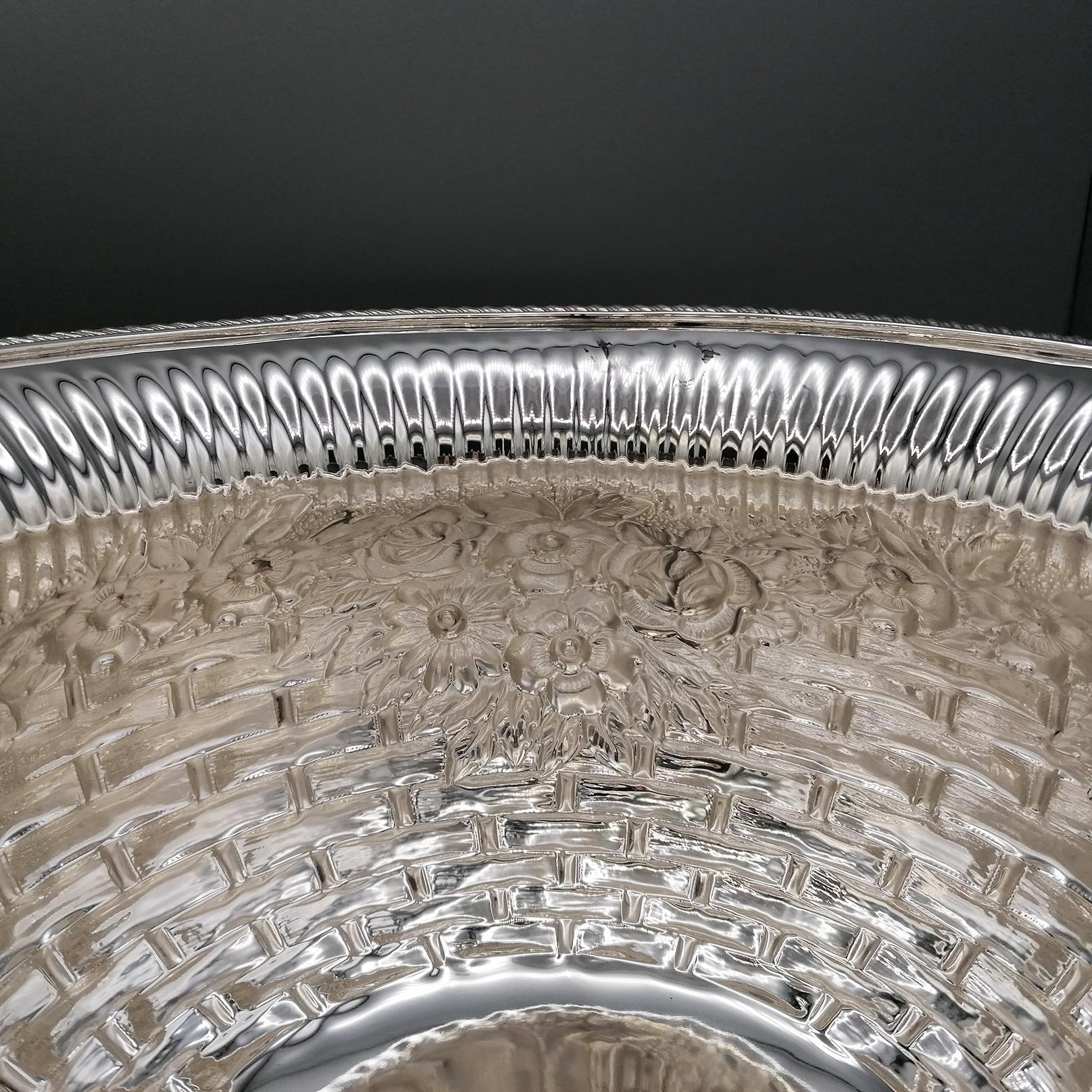 19th Century Italian Solid Silver Basket For Sale 2