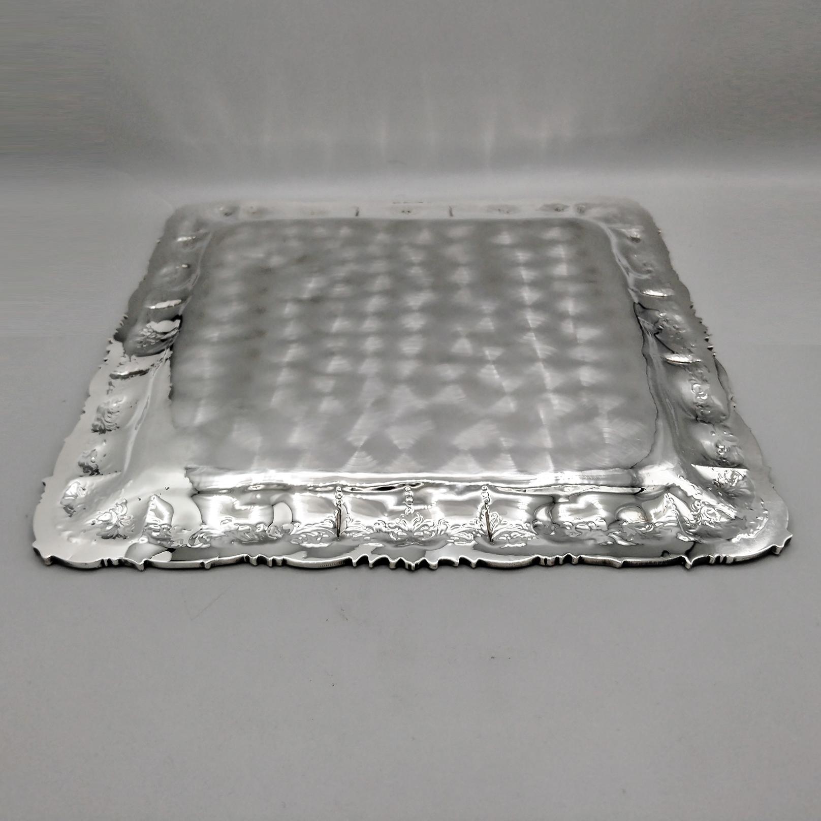 Bandeja cuadrada de plata maciza italiana del siglo XXI de estilo barroco en venta 4