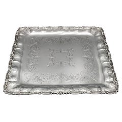 XXI Century Italian Solid Silver Square Tray Baroque style