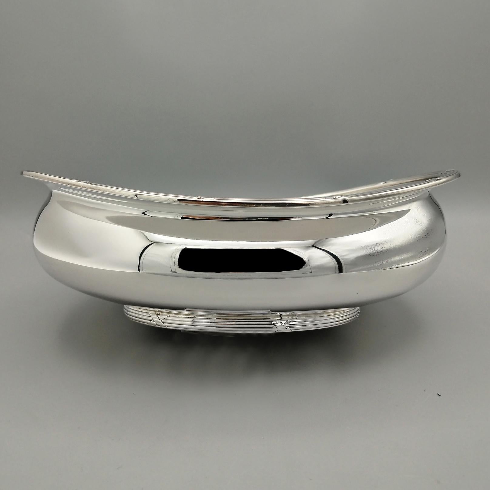 XXI Century Italian Sterling Silver BUCCELLATI oval bowl - Louis XVI Style in vendita 3