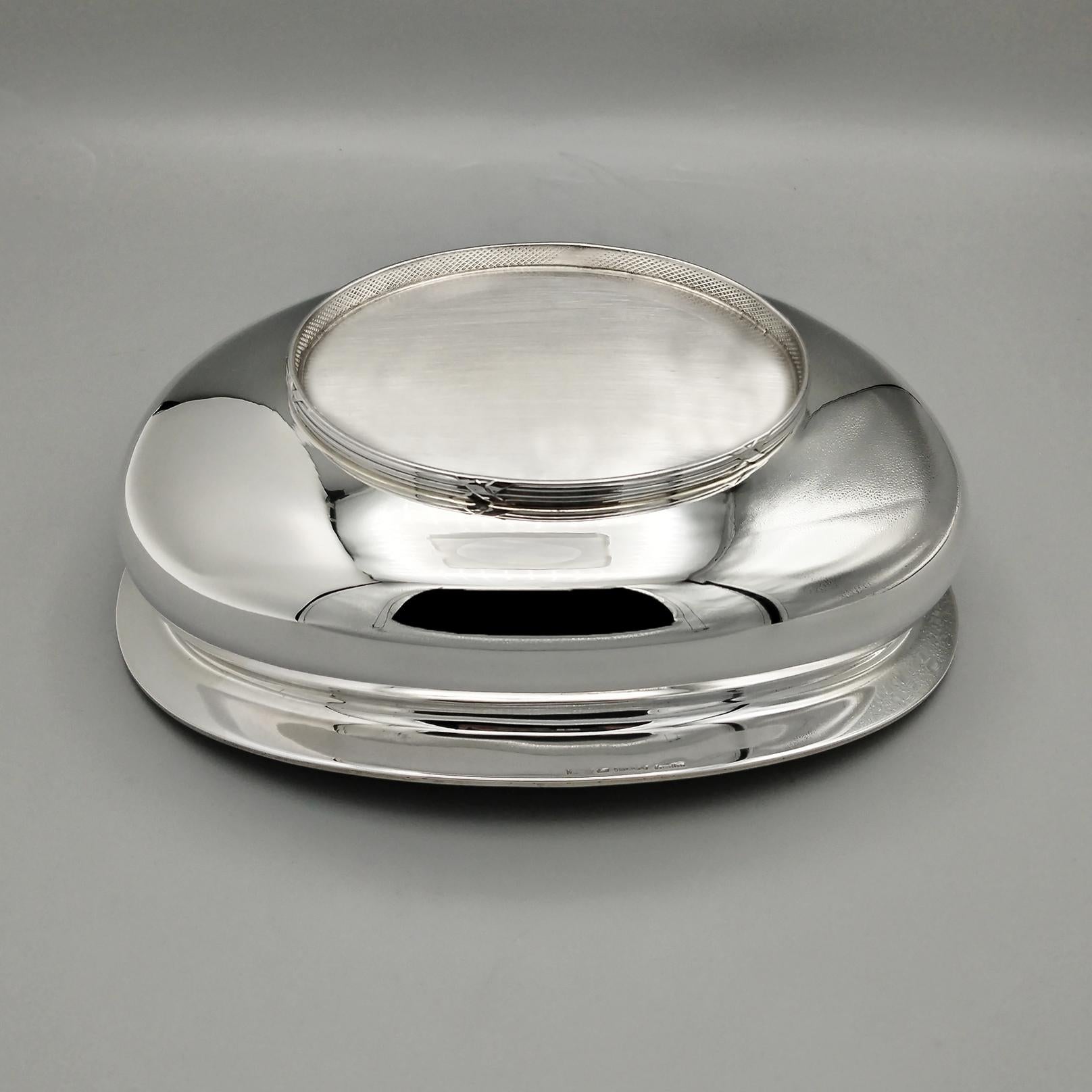 XXI Century Italian Sterling Silver BUCCELLATI oval bowl - Louis XVI Style in vendita 4