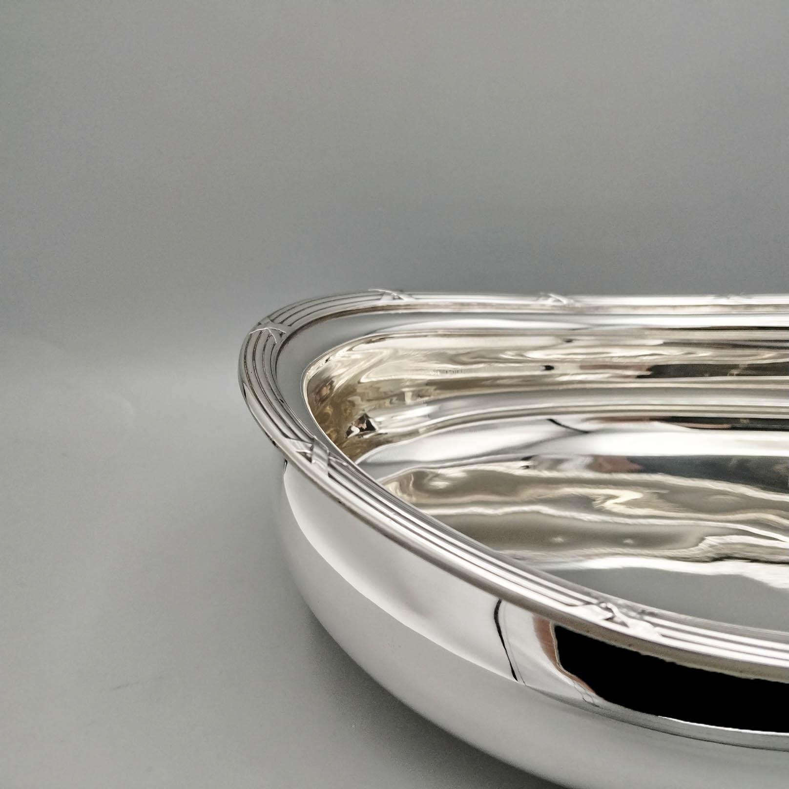Fatto a mano XXI Century Italian Sterling Silver BUCCELLATI oval bowl - Louis XVI Style in vendita