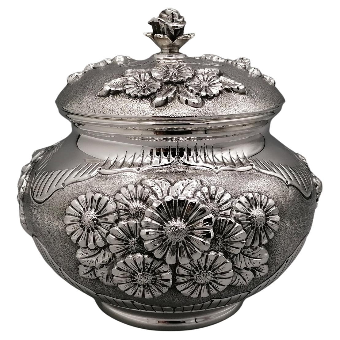 19th Century Italian Sterling Silver Decorative Box For Sale