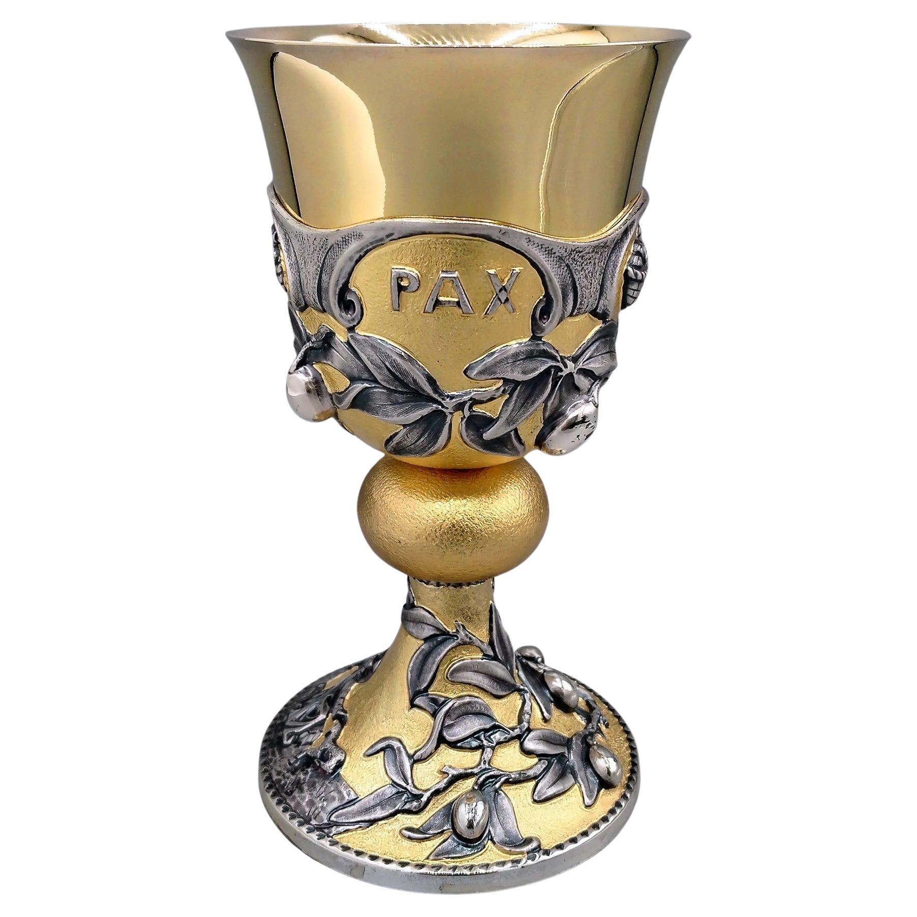 XXI Century Italian Sterling Silver Liturgical Chalice 24kt gold plated