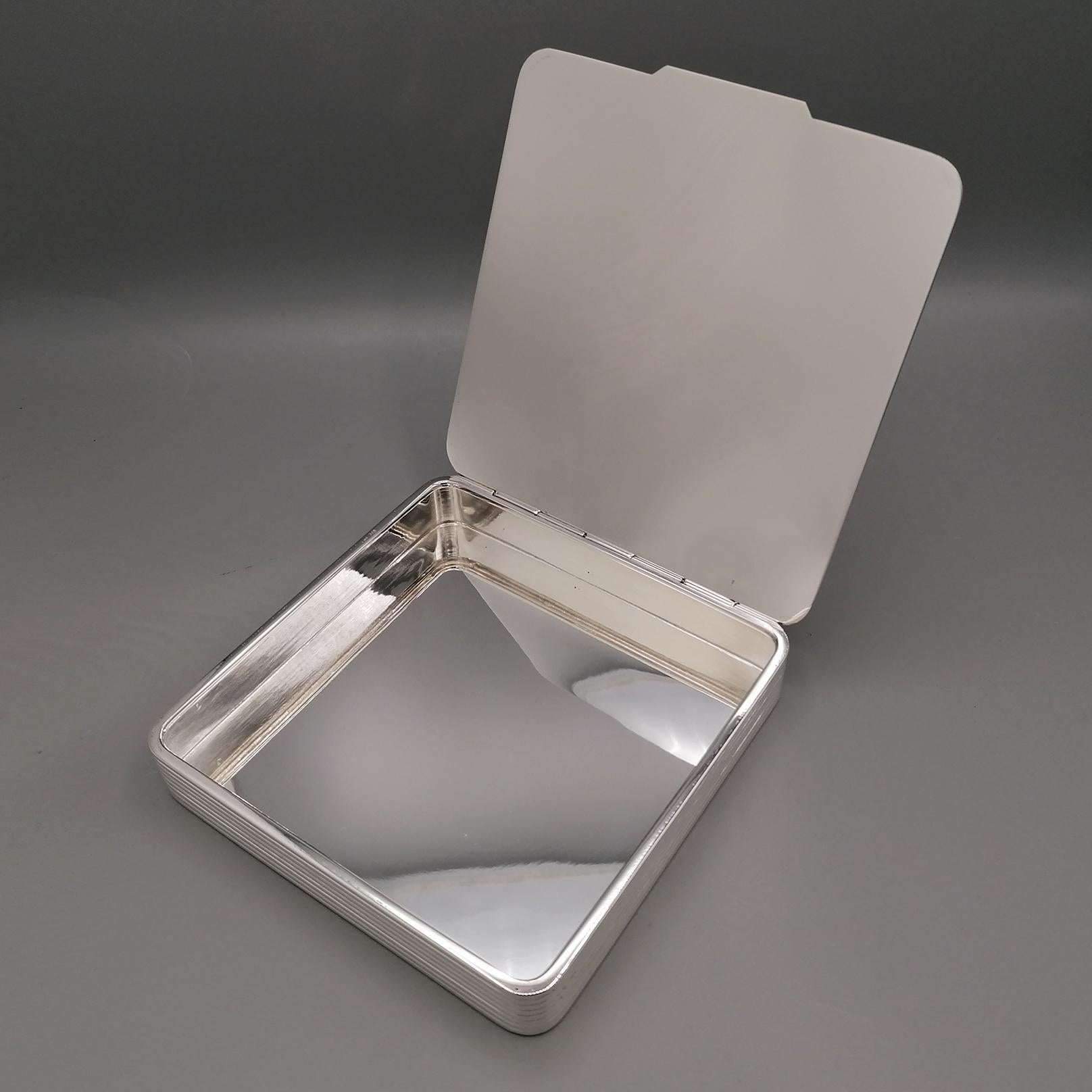 XXI Century Italian Sterling Silver Modern Table Box In New Condition For Sale In VALENZA, IT