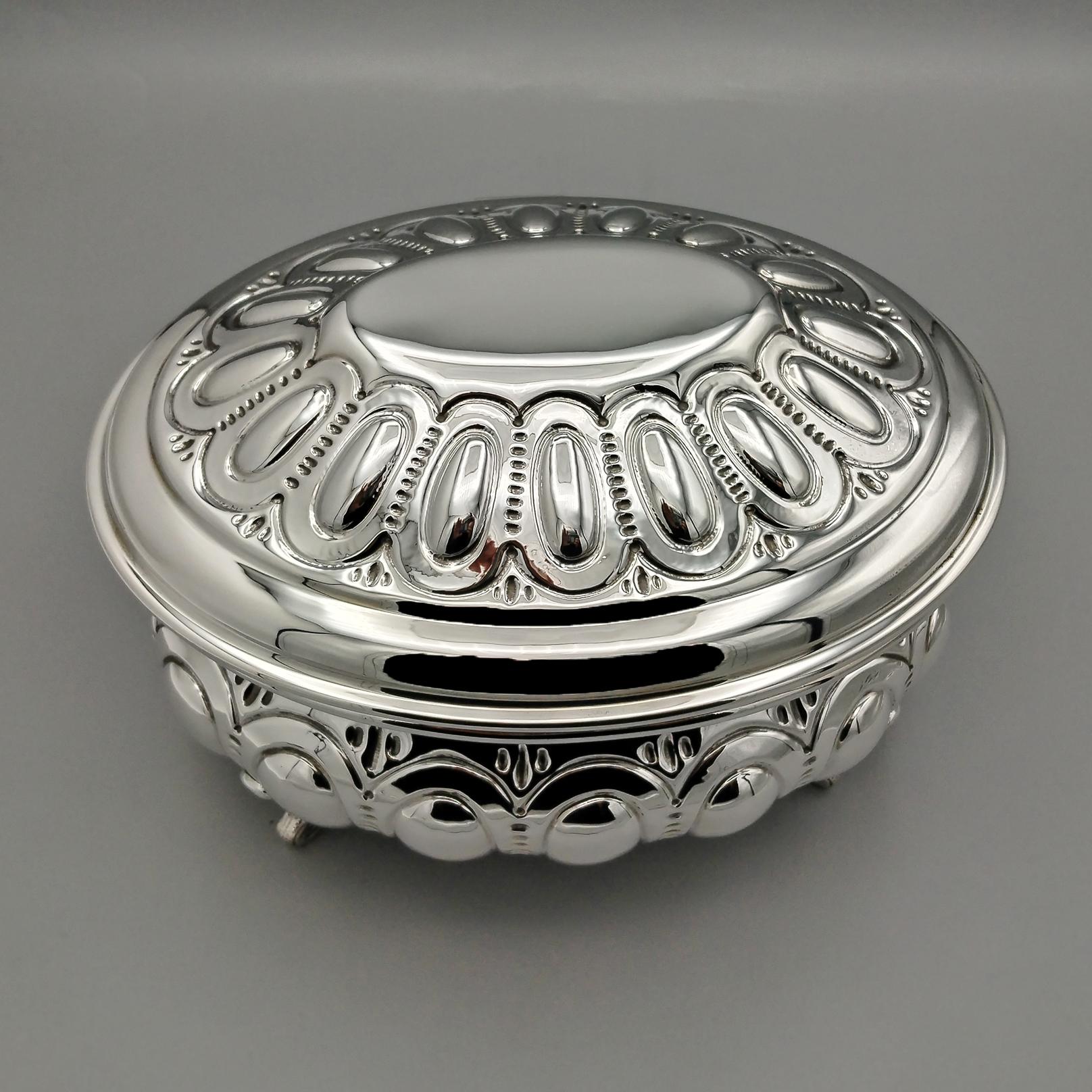 Caja de plata de ley italiana del siglo XXI con interior chapado en oro de 24 quilates en Nuevo estado para la venta en VALENZA, IT