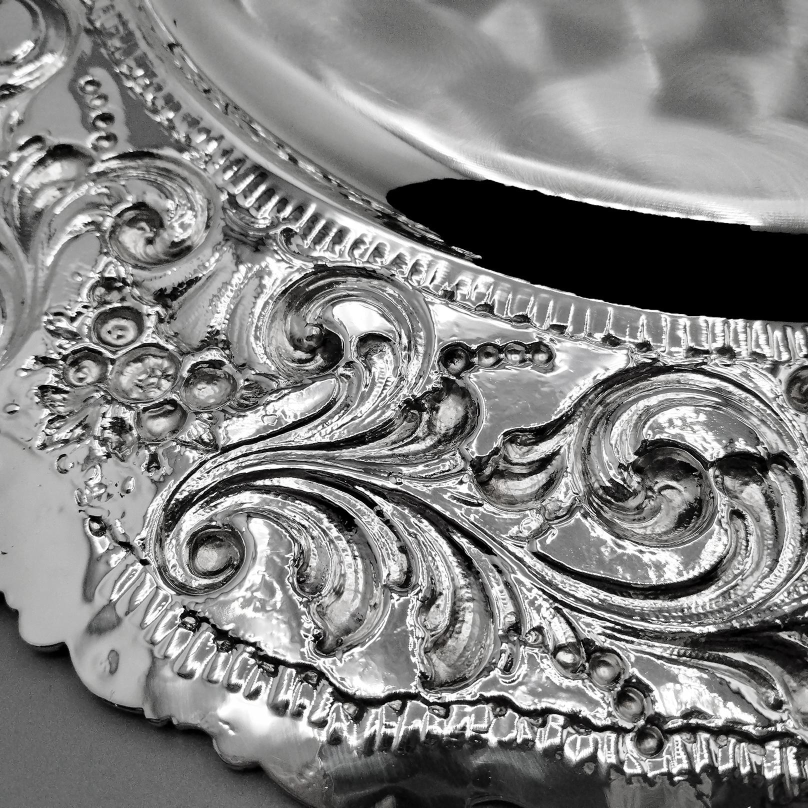 XXI Century Italians Solid 800 Silver Baroque Style Dihh For Sale 6