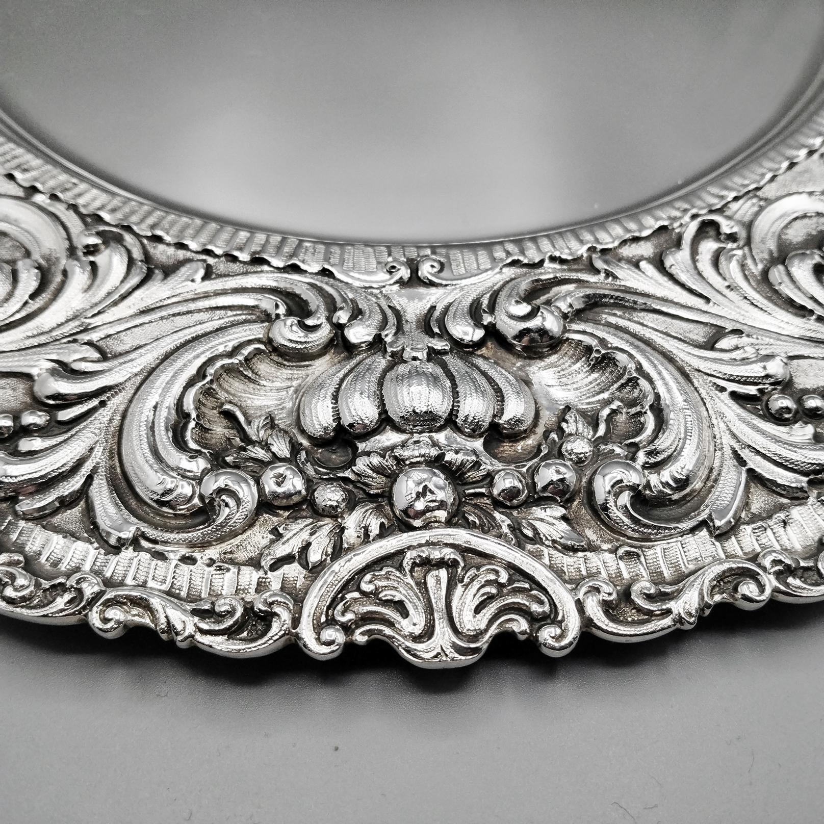 XXI Century Italians Solid 800 Silver Baroque Style Dihh In New Condition For Sale In VALENZA, IT