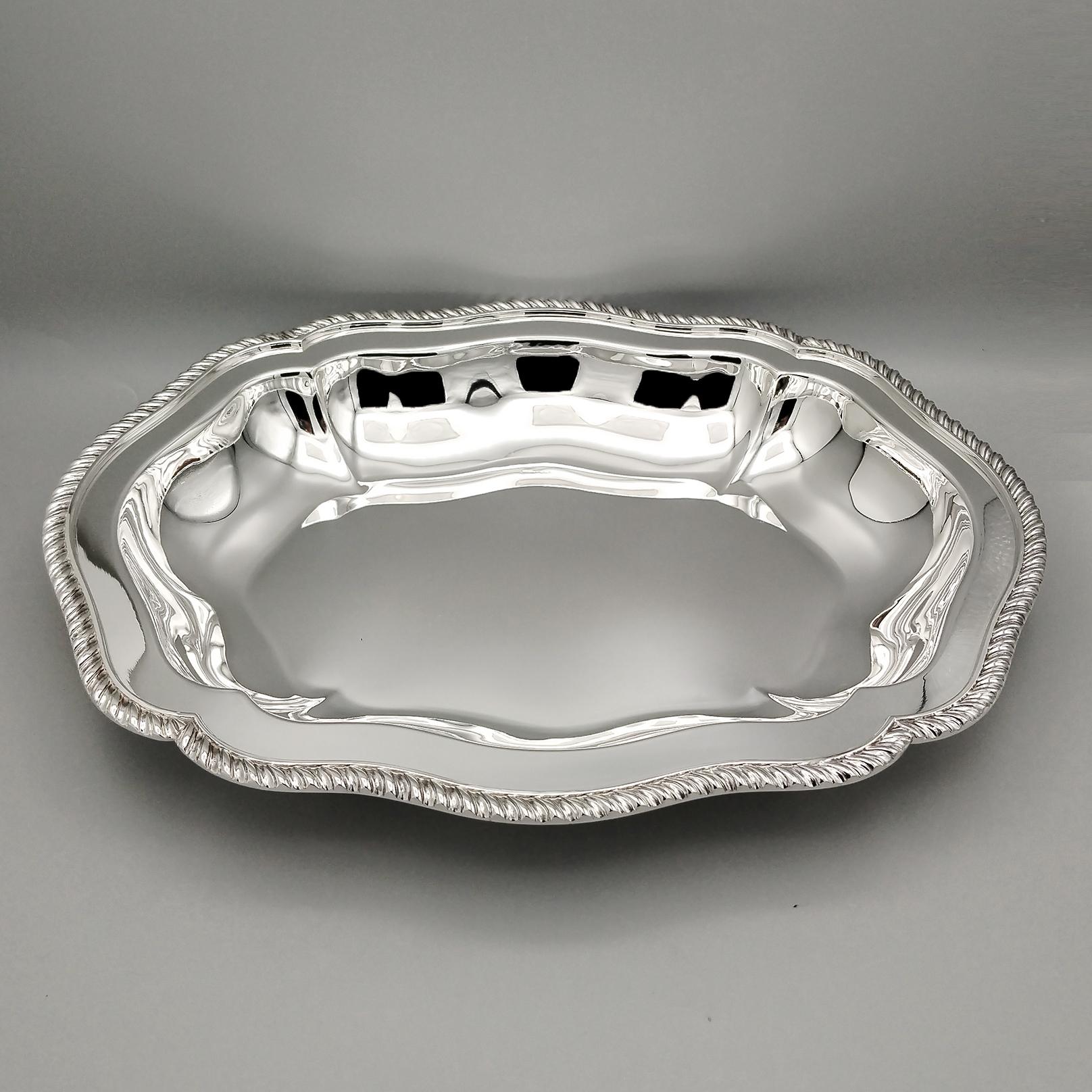 Siglo XXI Plato grande italiano de plata maciza 800 Estilo Reina Ana en venta 3