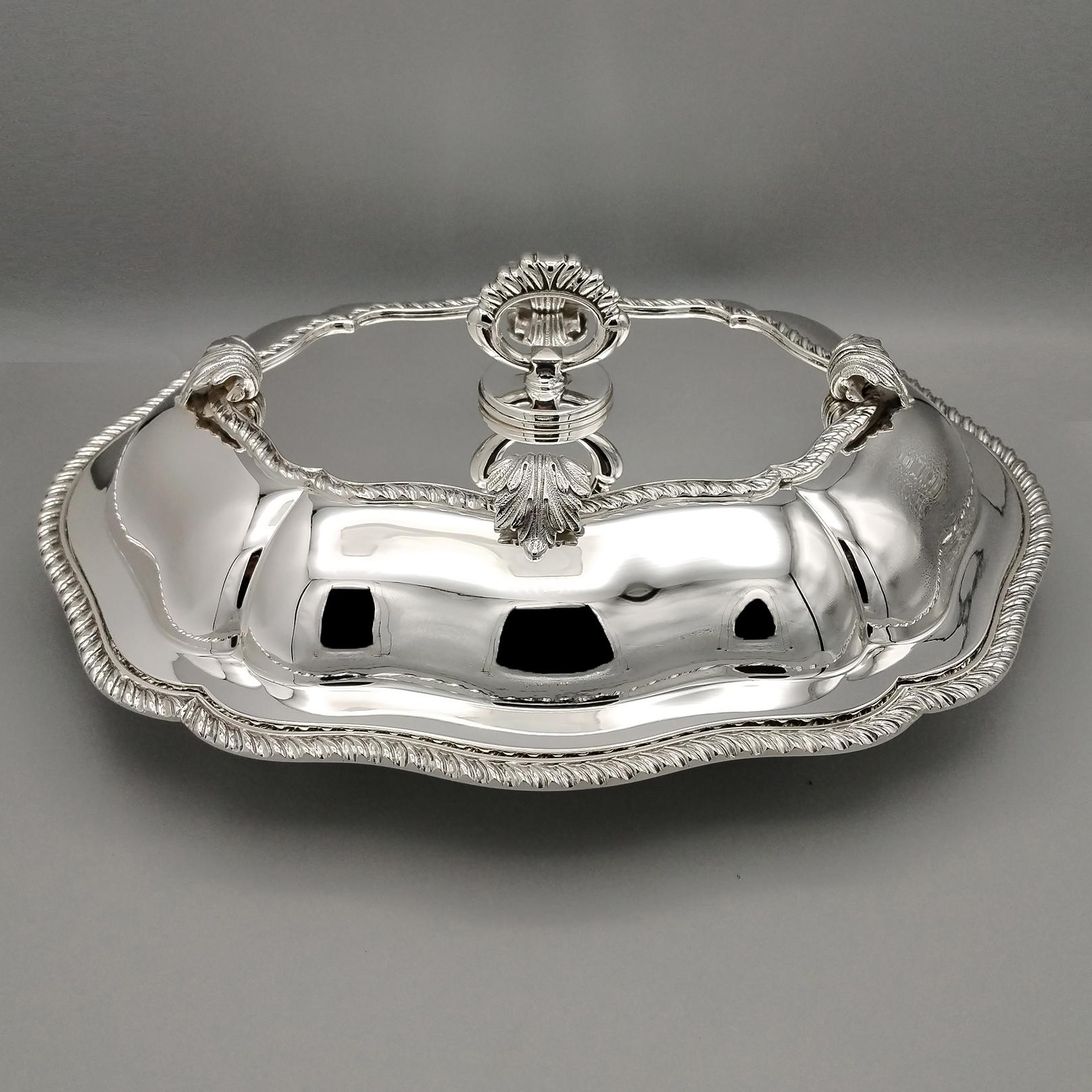 Siglo XXI Plato grande italiano de plata maciza 800 Estilo Reina Ana en venta 8