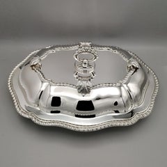 XXI Century Large Italian Solid 800 silver Entree dish Queen Ann Style