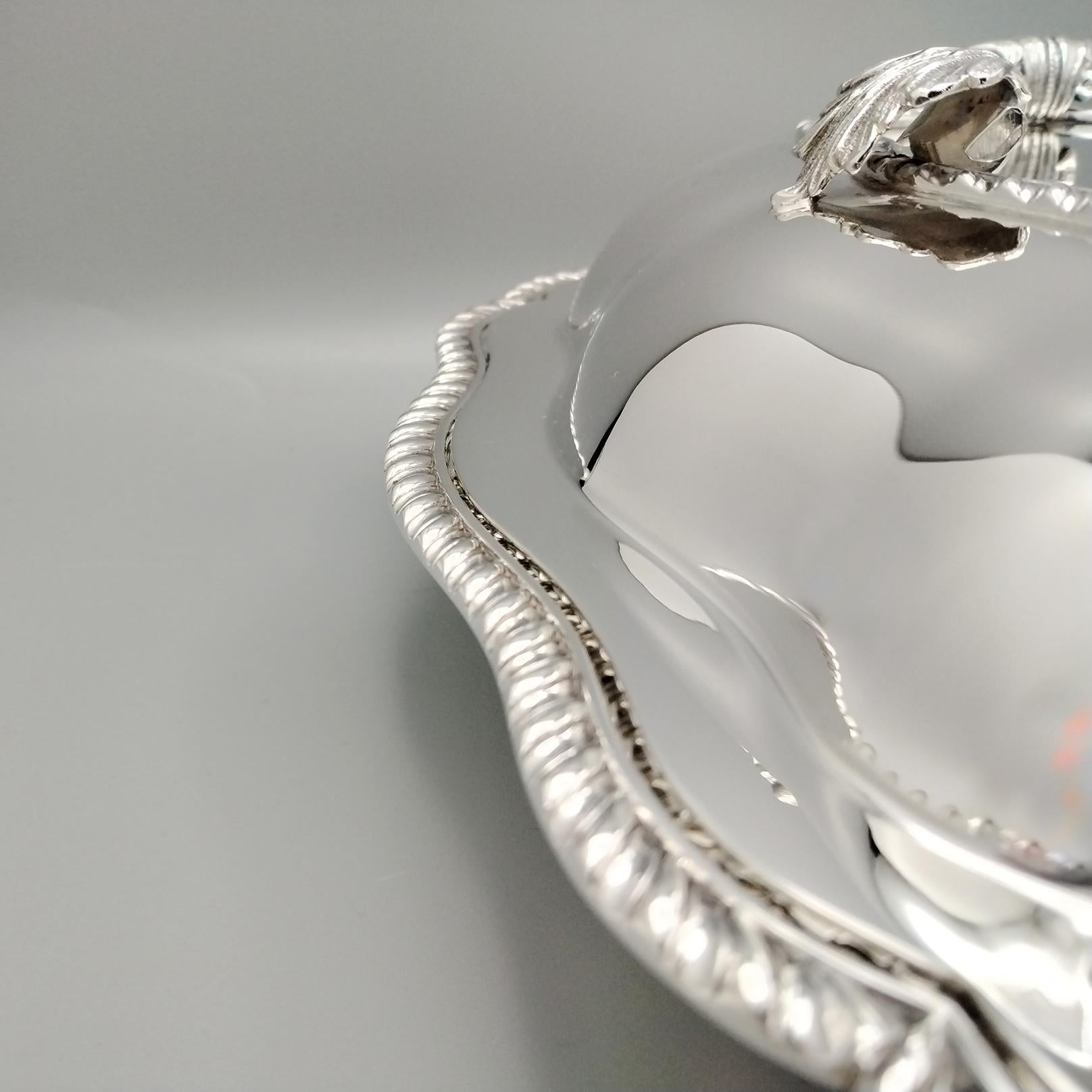 Siglo XXI Plato grande italiano de plata maciza 800 Estilo Reina Ana Italian en venta