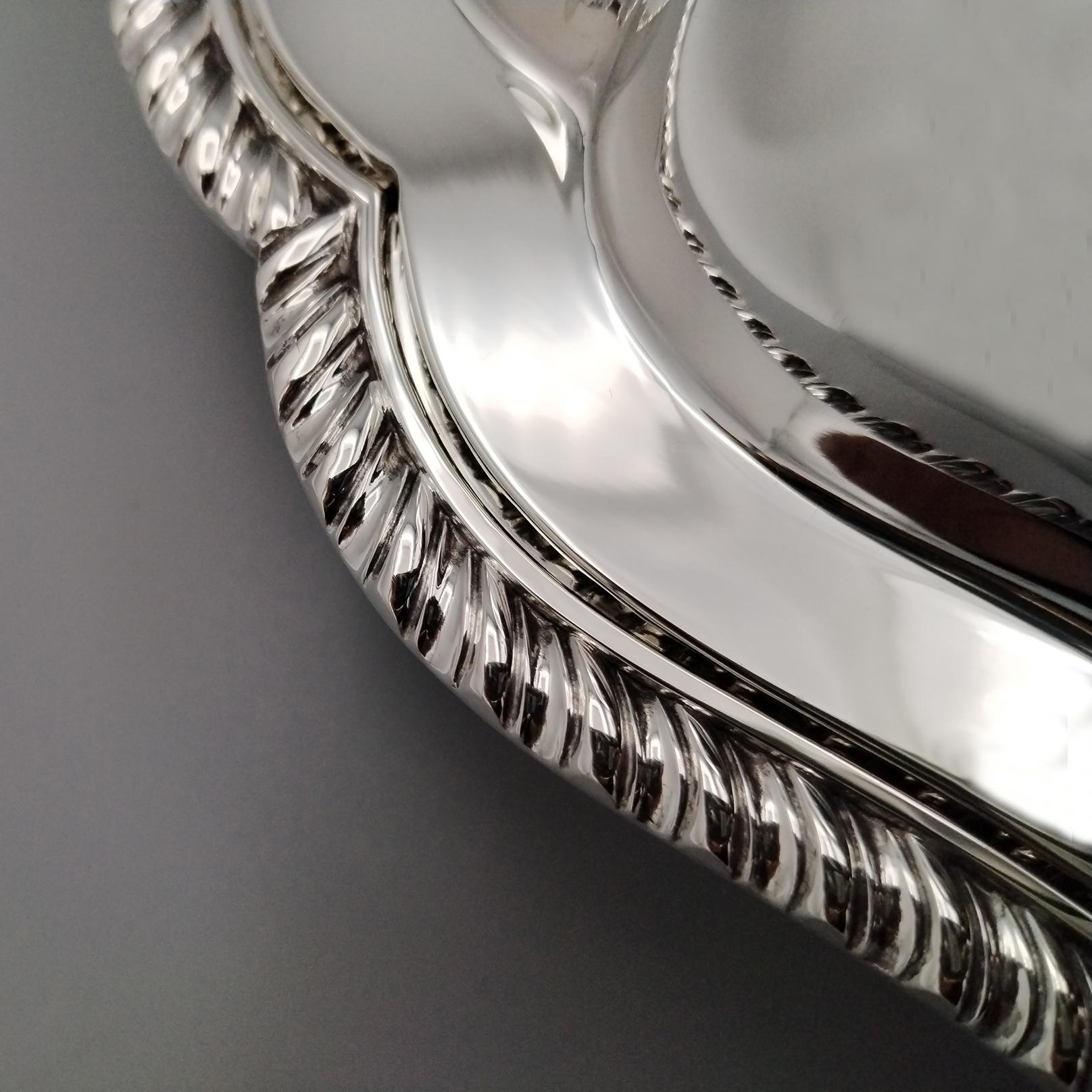 Siglo XXI Plato grande italiano de plata maciza 800 Estilo Reina Ana en Nuevo estado para la venta en VALENZA, IT