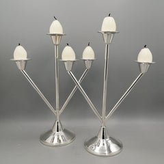 XXi Century Solid 800 Silver 3 Lights Candelabras Art Deco style