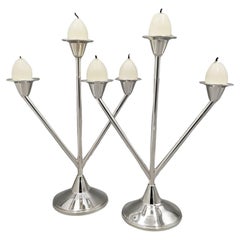 XXi Century Solid 800 Silver 3 Lights Candelabras Art Deco style