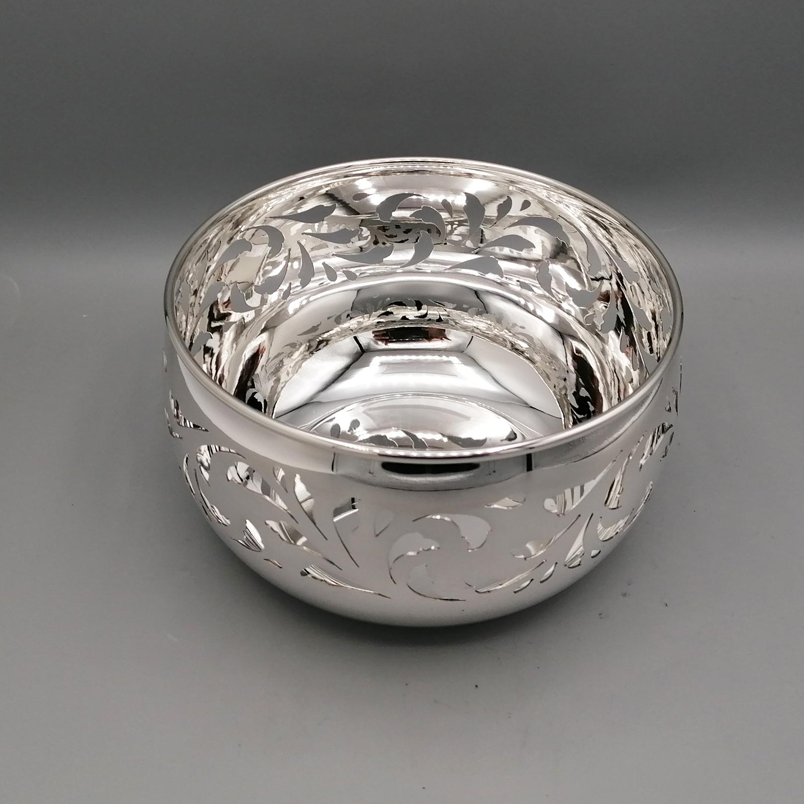 Hand-Crafted XXI° Century Sterling Silver Italian pierced bowl For Sale