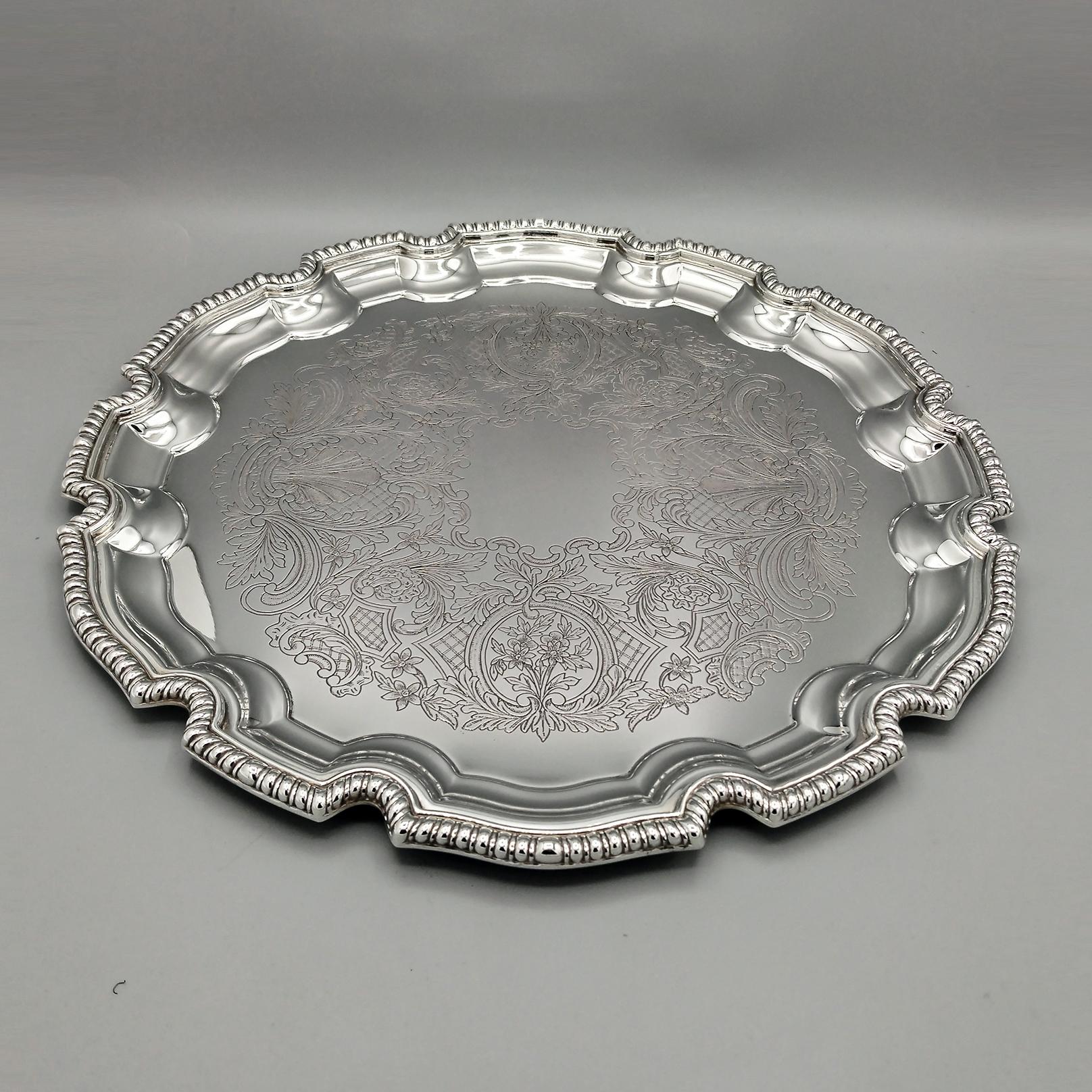 XXI Italian Solid 800 Silver round Tray - Salver in vendita 4